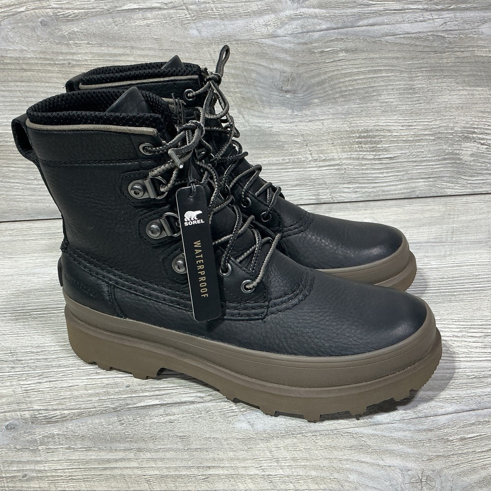 Sorel Mens Brown Leather Caribou Street Waterproof Lace-Up Boots Size 7.5 NEW